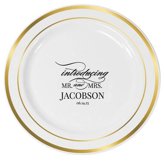 Introducing Mr and Mrs Premium Banded Plastic Plates